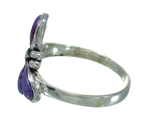 Genuine Sterling Silver Magenta Turquoise Dragonfly Ring Size 7 AX79413